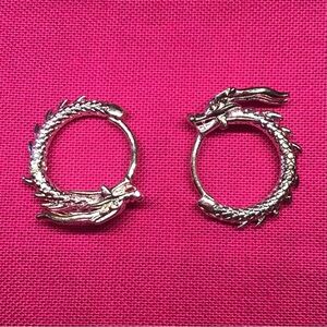 NWOT Silver Dragon Huggie Earrings
